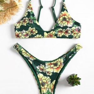 Floral High Leg Swim Suit